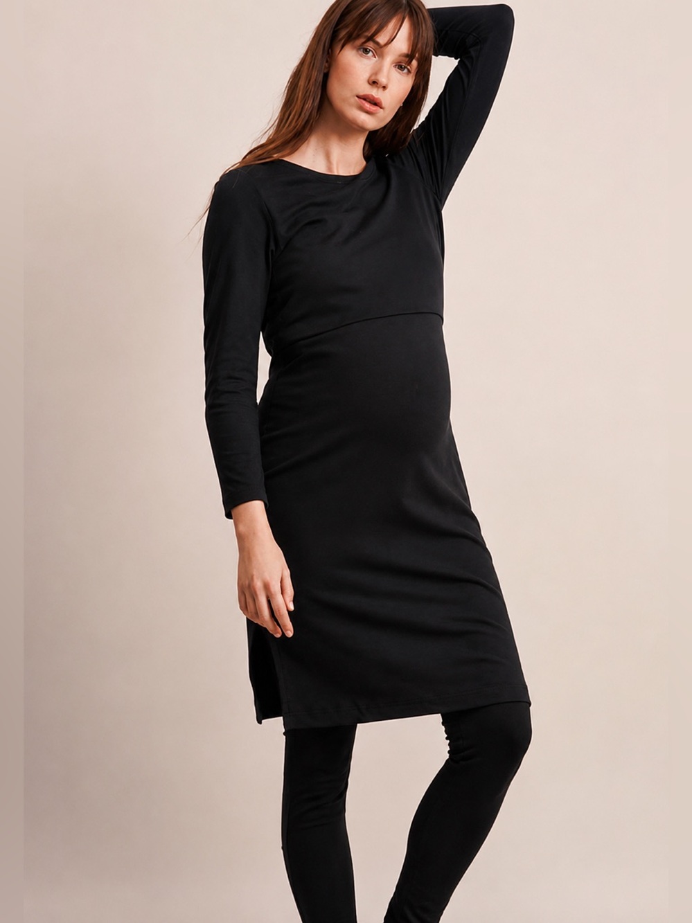 Boob Designs Long Sleeve Boat Neck Black Maternity/Nursing Dress, MSRP $109, XL